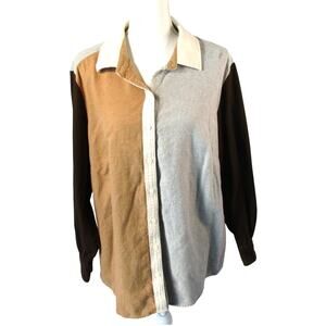 Lands End Women's Plus Multi Color Long Sleeve Button  Flannel Shirt Size 1X